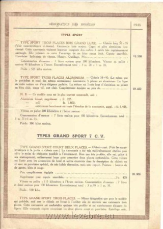 catalogue amilcar 1926